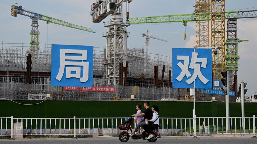Dự án sân vận động bóng đá Quảng Châu Evergrande đang được xây dựng ở Quảng Châu, tỉnh Quảng Đông, miền nam Trung Quốc. Ảnh: AFP (qua Getty Images)
