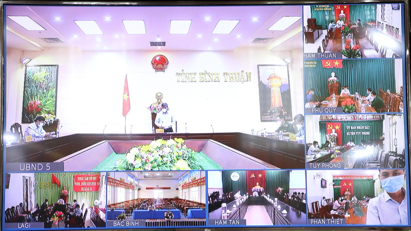 Buổi họp trực tuyến của Ban Chỉ đạo chống khai thác IUU tỉnh Bình Thuận sáng 24/9.