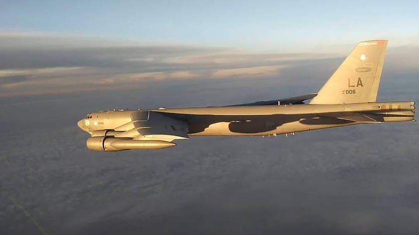 Máy bay ném bom chiến lược B-52H của Mỹ. Ảnh: Trung tâm Chỉ huy Quốc phòng Quốc gia Nga/TASS