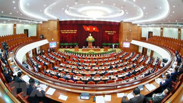 Hội nghị lần thứ 4 Ban Chấp hành Trung ương Đảng khoá XIII khai mạc sáng ngày 4/10 tại Thủ đô Hà Nội. Ảnh: TTXVN