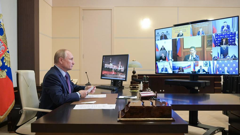 Tổng thống Nga Vladimir Putin tại cuộc họp về sự phát triển của ngành năng lượng hôm 6/10/2021. Ảnh: TASS