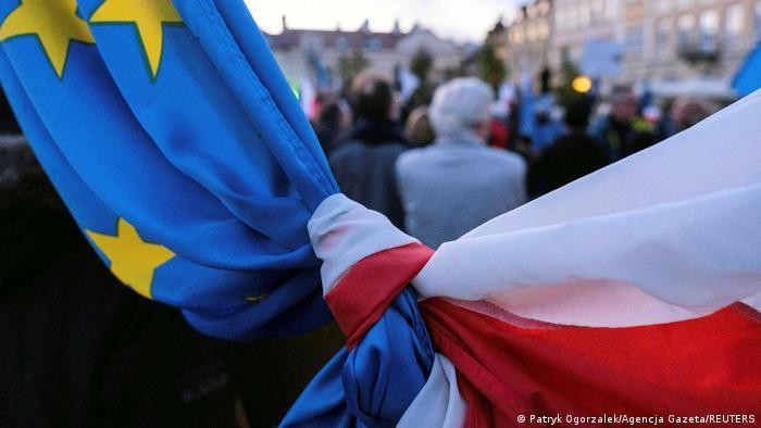 Cờ Liên minh Châu Âu và Ba Lan. Ảnh: Reuters