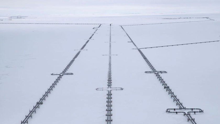 Các đường ống gần một cơ sở xử lý khí đốt, do công ty Gazprom vận hành, tại mỏ khí đốt Bovanenkovo trên bán đảo Bắc Cực Yamal, Nga. Ảnh: Reuters (chụp ngày 21/5/2019) 