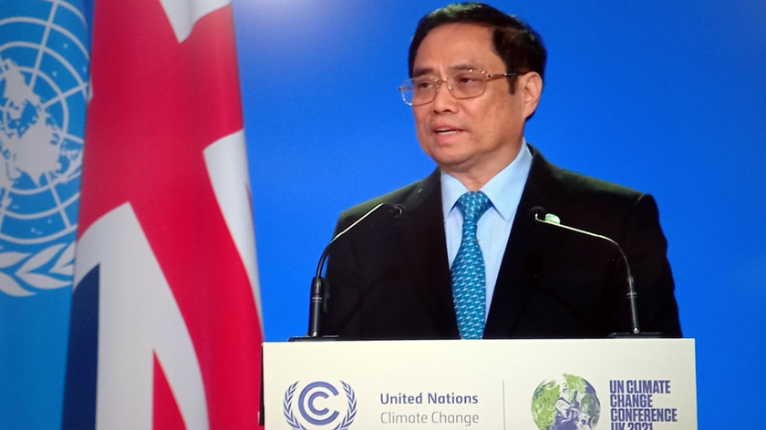 Thủ tướng Phạm Minh Chính phát biểu tại COP26. Ảnh: TTXVN