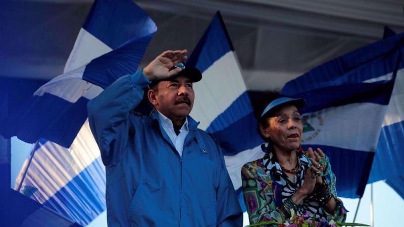 Tổng thống Ortega và vợ ông, Phó Tổng thống Rosario Murillo. Ảnh: Press TV