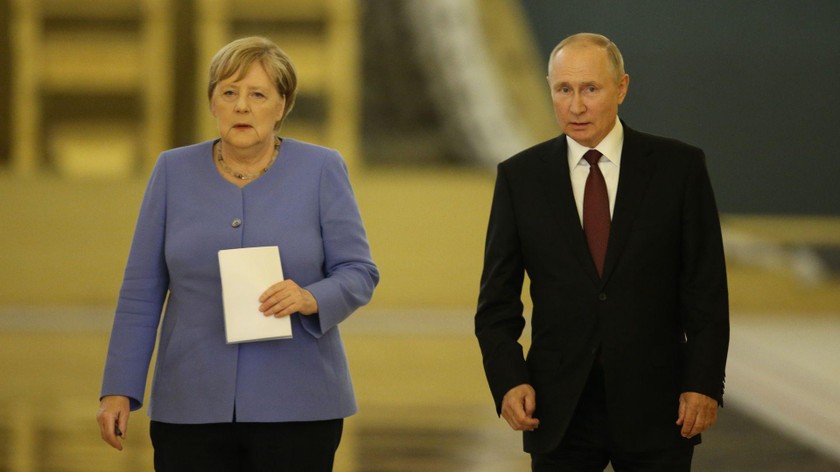 Thủ tướng Đức Angela Merkel và Tổng thống LB Nga Vladimir Putin. Ảnh: Getty Images