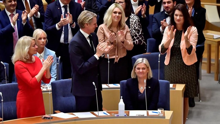 Bà Magdalena Andersson được Quốc hội bầu làm Thủ tướng mới vào ngày 29/11/2021. Ảnh: TT News Agency phát qua Reuters