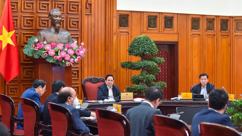 Thủ tướng Phạm Minh Chính làm việc với Bảo hiểm xã hội Việt Nam. Ảnh: VGP