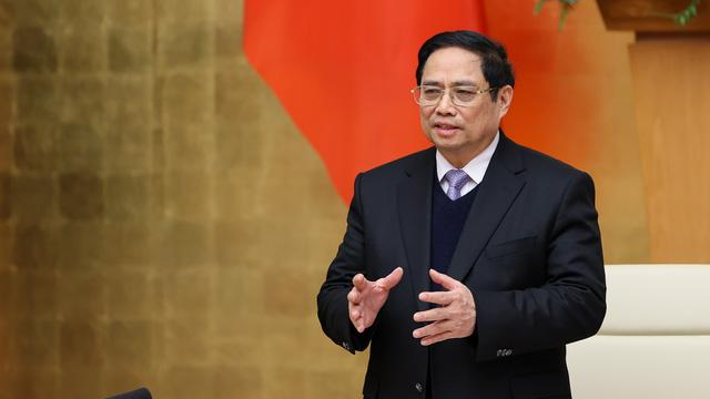 Thủ tướng Chính phủ Phạm Minh Chính chủ trì phiên họp Chính phủ thường kỳ tháng 1 năm 2022. Ảnh: VGP/Nhật Bắc