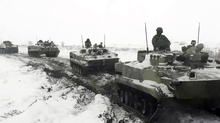 Quân đội Nga được cho là đã tới một cuộc tập trận vào tháng trước ở Rostov. Ảnh: Getty Images/ Bộ Quốc phòng Nga