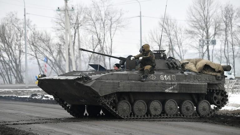 Quân đội Nga gần biên giới Ukraine ở Vùng Belgorod, Nga, ngày 1/3/2022. Ảnh: Sputnik