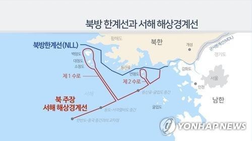 Bản đồ minh họa tuyến vi phạm của Tàu tuần tra Triều Tiên hôm 8/3 trên biển của Hàn Quốc. Ảnh: Yonhap