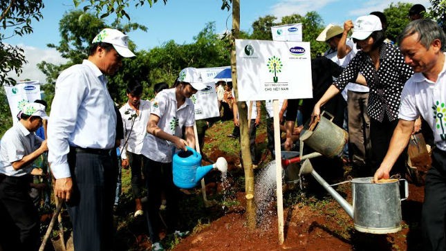 Quỹ 1 triệu cây xanh cho Việt Nam trồng 40.000 cây xanh ở di tích đồi Độc Lập. Ảnh: Xuân Phú