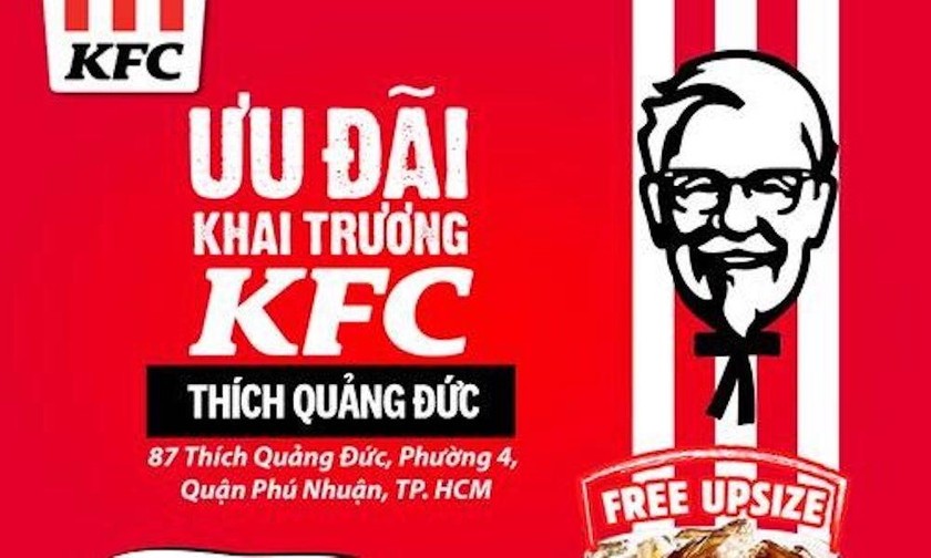 Quảng cáo ưu đãi nhân dịp khai trương của KFC.