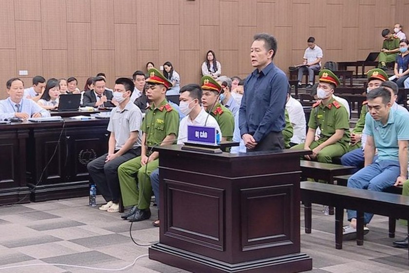 Bị cáo Nguyễn Tiến Mạnh tại phiên toà. (Ảnh: Hùng Anh)