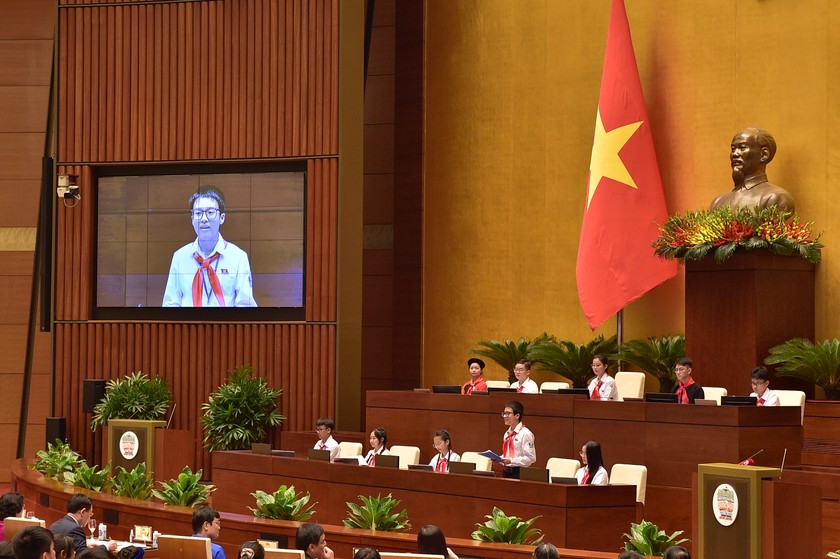 Phiên họp giả định “Quốc hội Trẻ em” năm 2023. (Nguồn: Plan International Việt Nam)