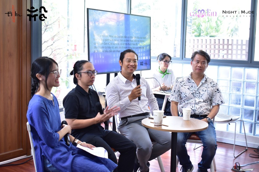 Trưởng nhóm Bùi Huỳnh Khánh Tường và hình ảnh trao đổi, biểu diễn của dự án “Cầm Đàn”.