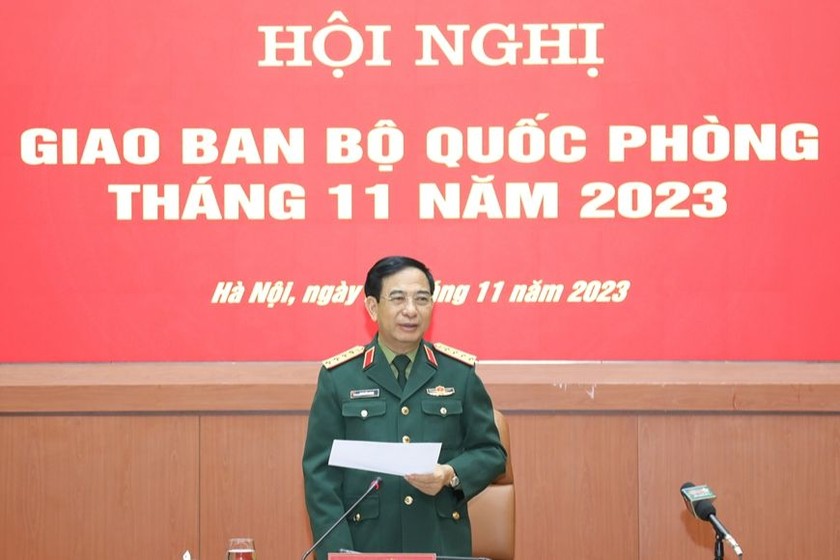Đại tướng Phan Văn Giang phát biểu chỉ đạo tại Hội nghị. (Ảnh: PV) 