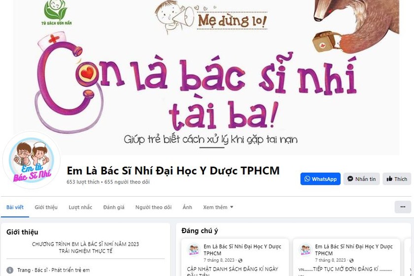 Một trang mạng giả danh Đại học Y Dược TP Hồ Chí Minh chiêu sinh trại hè. (Ảnh chụp màn hình)