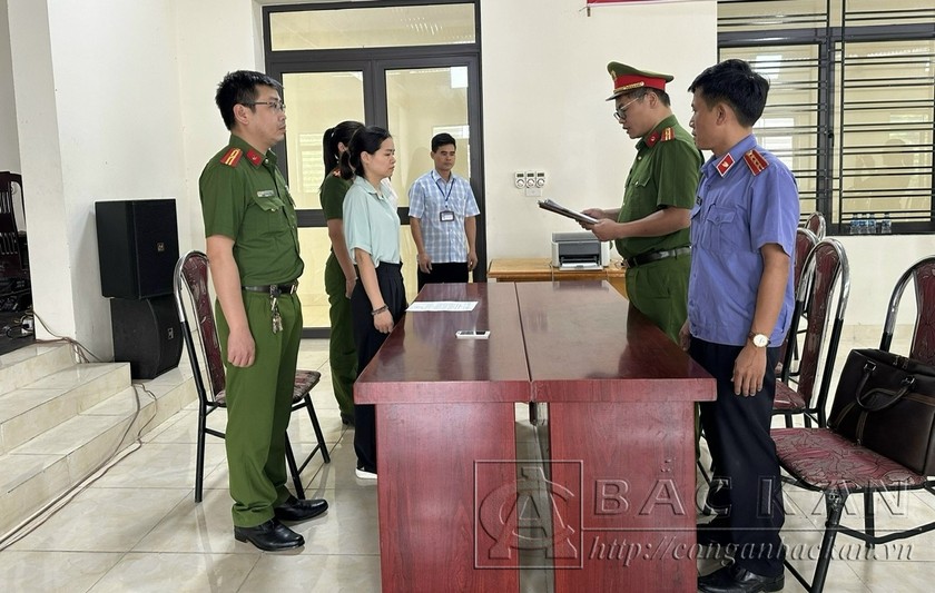 Cơ quan Cảnh sát điều tra thi hành lệnh bắt Chu Thị Thuyên. Ảnh: CACC