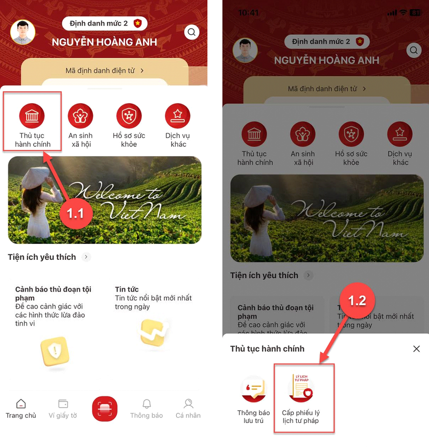 TP Hà Nội bắt đầu thí điểm cấp Phiếu lý lịch tư pháp trên VNeID từ hôm nay (22/4). (Ảnh: CAHN)