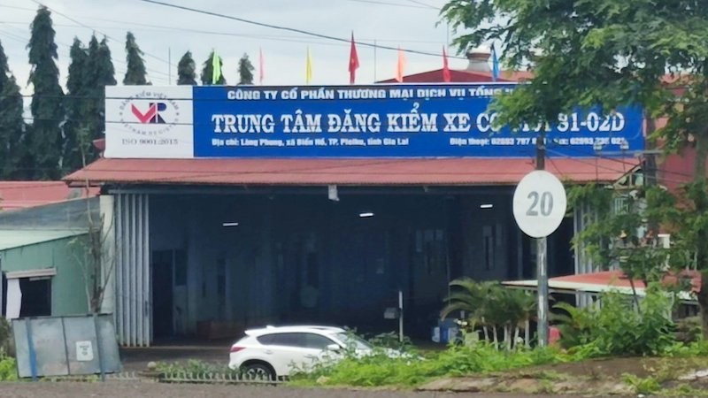 Trung tâm đăng kiểm xe cơ giới 81-02D tại làng Phung, xã Biển Hồ, TP Pleiku.