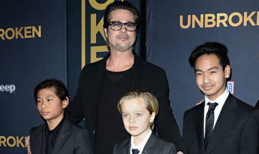 Brad Pitt bị cáo buộc tát bé Maddox (ngoài cùng bên phải) trong cơn giận dữ.
