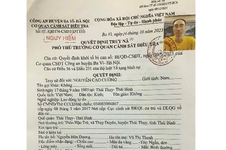 Quyết định truy nã Nguyễn cao Cường.