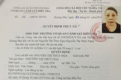Quyết định truy nã Nguyễn Thị Thuỷ Nga