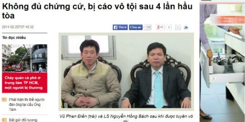 Vũ Phan Điền và LS Bách sau ngày bị cáo được tuyên bố vô tội