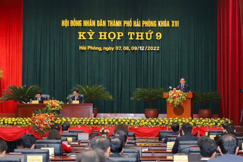 Bí thư Thành ủy Hải Phòng Trần Lưu Quang phát biểu chỉ đạo tại Kỳ họp. (Ảnh CTTĐT Hải Phòng)