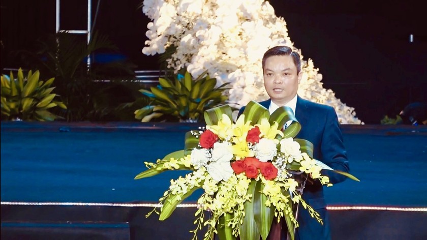 Chủ tịch UBND quận Lê Chân Nguyễn Hoàng Linh phát biểu khai mạc Lễ hội.