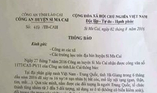 Công an Hà Giang khẳng định không có 16 vụ bắt cóc lấy nội tạng