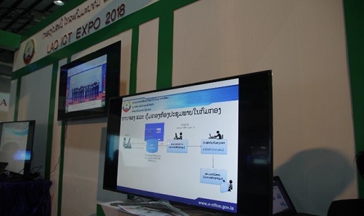 Giải pháp e-Office của VNPT được giới thiệu tại gian hàng của Bộ BCVT Lào