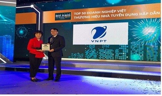 VNPT được vinh danh trong TOP 3 doanh nghiệp Việt có thương hiệu nhà tuyển dụng hấp dẫn nhất lĩnh vực công nghệ thông tin/hạ tầng/viễn thông.