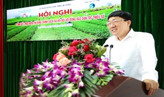 Ông Dương Quyết Thắng -Tổng Giám đốc Ngân hàng Chính sách xã hội - phát biểu tại Hội nghị
