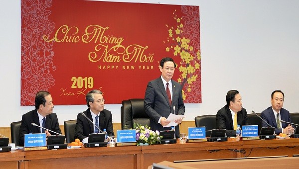 Phó Thủ tướng Vương Đình Huệ phát biểu trong buổi làm việc tại VNPT