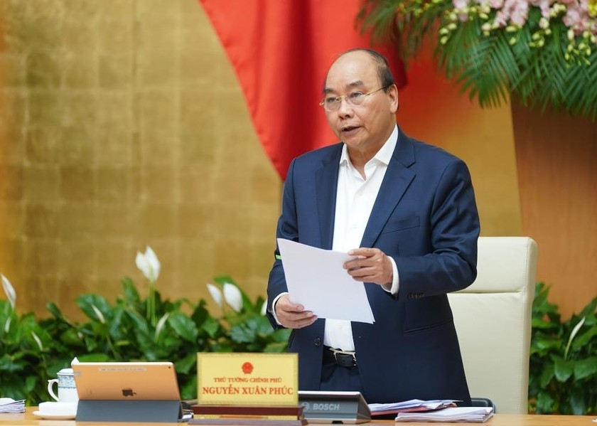 Thủ tướng Nguyễn Xuân Phúc phát biểu kết luận phiên họp. Ảnh: VGP/Quang Hiếu.