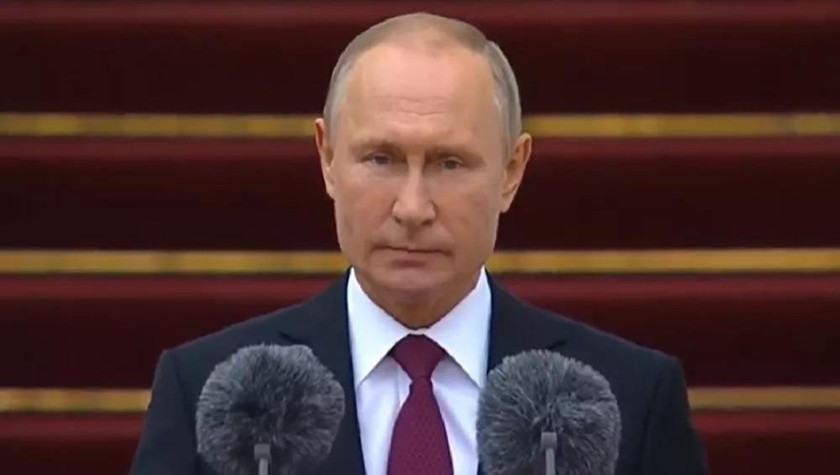 Tổng thống Nga Vladimir Putin phát biểu kỷ niệm 75 năm Ngày Chiến thắng phát xít. Ảnh: Sputnik