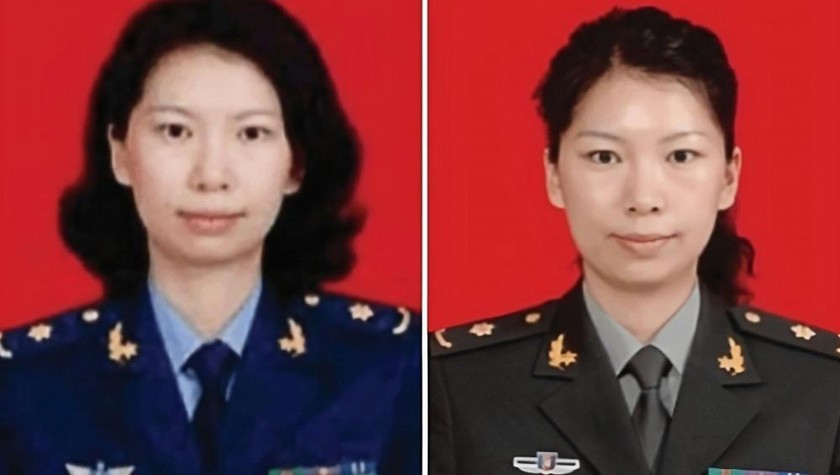 Một bức ảnh của Tòa án Mỹ cho thấy hai hình ảnh của Tang Juan mặc quân phục. Ảnh: SCMP