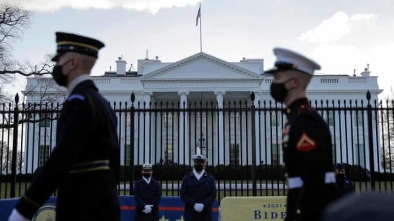 Các lực lượng quân đội Mỹ  triển khai lực lượng đảm bảo an ninh ở trước lễ nhậm chức tổng thống của ông Joe Biden ở Washington, DC. Ảnh: Andrew Kelly/Reuters 