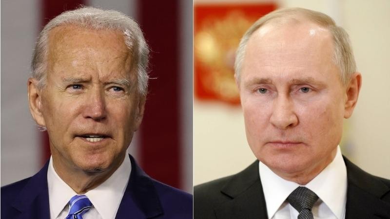Tổng thống Mỹ Biden (trái) và Tổng thống Nga Putin (phải).