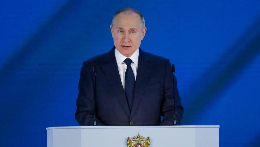 Tổng thống Nga Vladimir Putin đọc Thông điệp Liên bang thứ 27 tại Moscow ngày 21/4/2021.