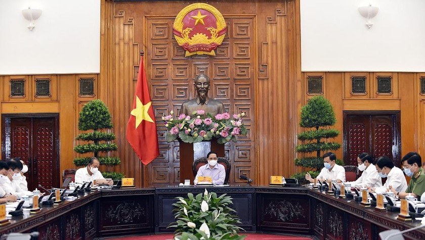 Thủ tướng Phạm Minh Chính chủ trì họp Thường trực Chính phủ về công tác tổ chức bầu cử - Ảnh: VGP