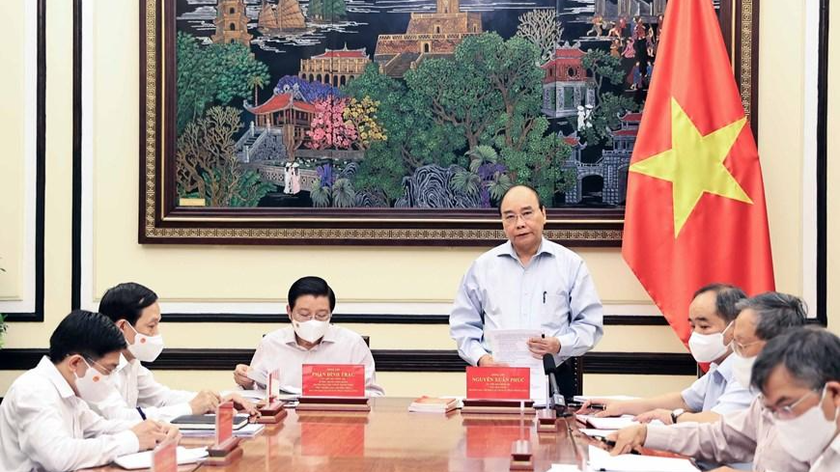 Chủ tịch nước Nguyễn Xuân Phúc - Trưởng ban Cải cách Tư pháp Trung ương - phát biểu. (Ảnh: Thống Nhất/TTXVN)