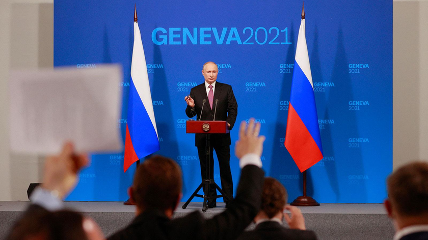 Tổng thống Nga Putin họp báo sau cuộc hội đàm với Tổng thống Mỹ Joe Biden tại Geneva ngày 16/6.
