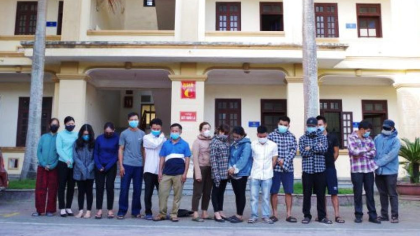 Các đối tượng tại cơ quan điều tra Công an huyện Can Lộc