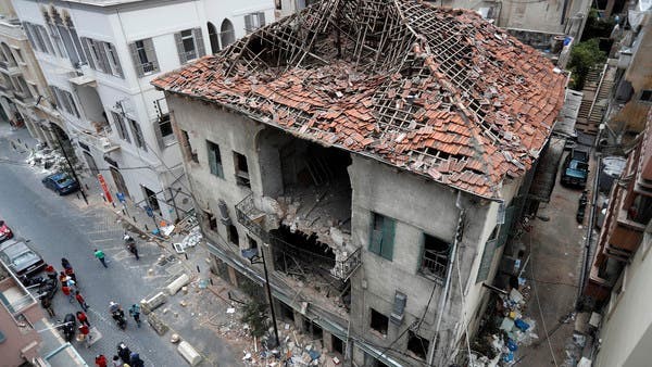 Ảnh chụp một tòa nhà ngày 12/8 cho thấy bị hư hại sau vụ nổ kinh hoàng hôm 4-8. Ảnh: AFP.