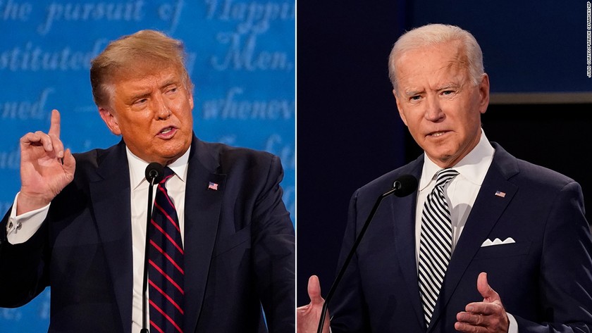 Donald Trump và Joe Biden trong cuộc tranh luận hôm 29/9 ở Cleveland. 