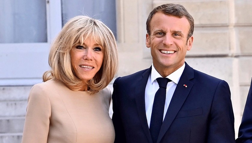 Brigitte Macron và Emmanuel Macron.